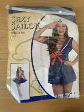 Sexy Sailor Costume Womens Small Navy Fancy Dress Dress & Hat Used
