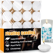 White Floating Candles - 30 PCS Small Floating Candles for Centerpieces Unscente