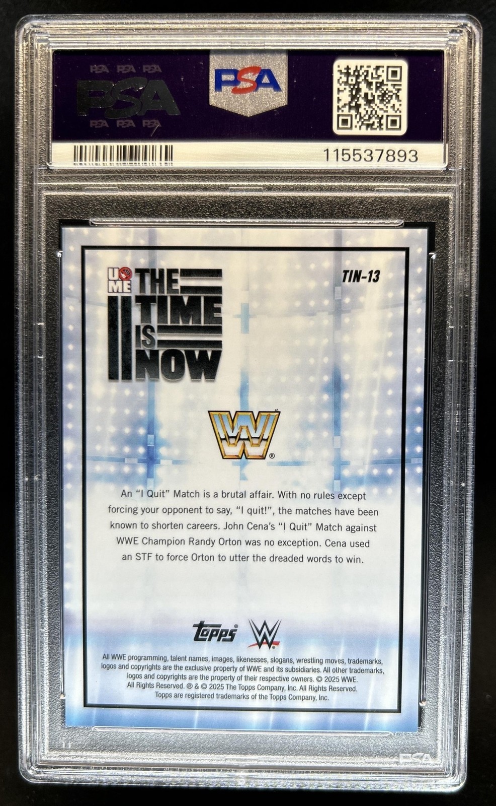 2025 Topps Chrome WWE John Cena The Time Is Now Gold Refractor #/50 PSA 8 view 2