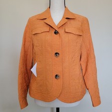 Coldwater Creek Size 12P Jacket Blazer Embroidered Long Sleeve Pockets