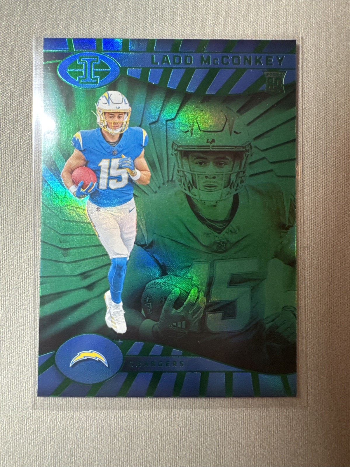 2024 Panini Illusions - Ladd McConkey #51 Trophy Collection Emerald (RC)