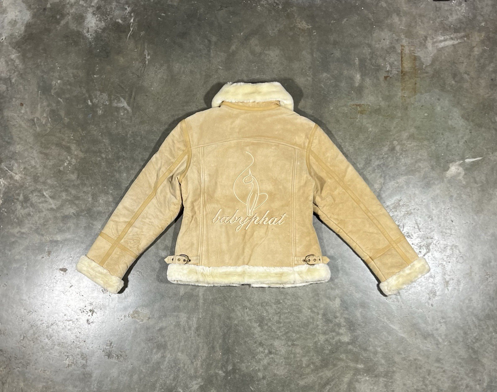 Vintage Y2K Baby Phat Genuine Suede Faux Fur Shearling Jacket Size L