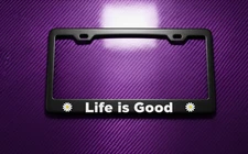 Life is Good Daisy Black Stainless Steel License Plate Frame Rust Free