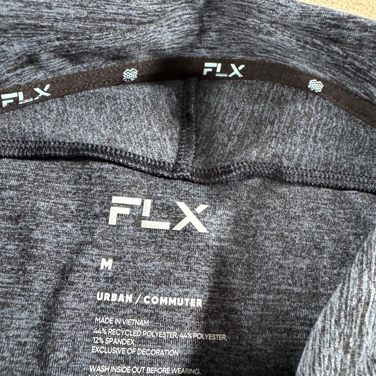 FLX Travel Leisure Polo Shirt Mens Med Blue Heather Golf Stretch