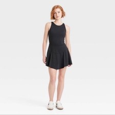 JoyLab Women s Scallop Detail Active Mini Dress - Black Size Medium NWT