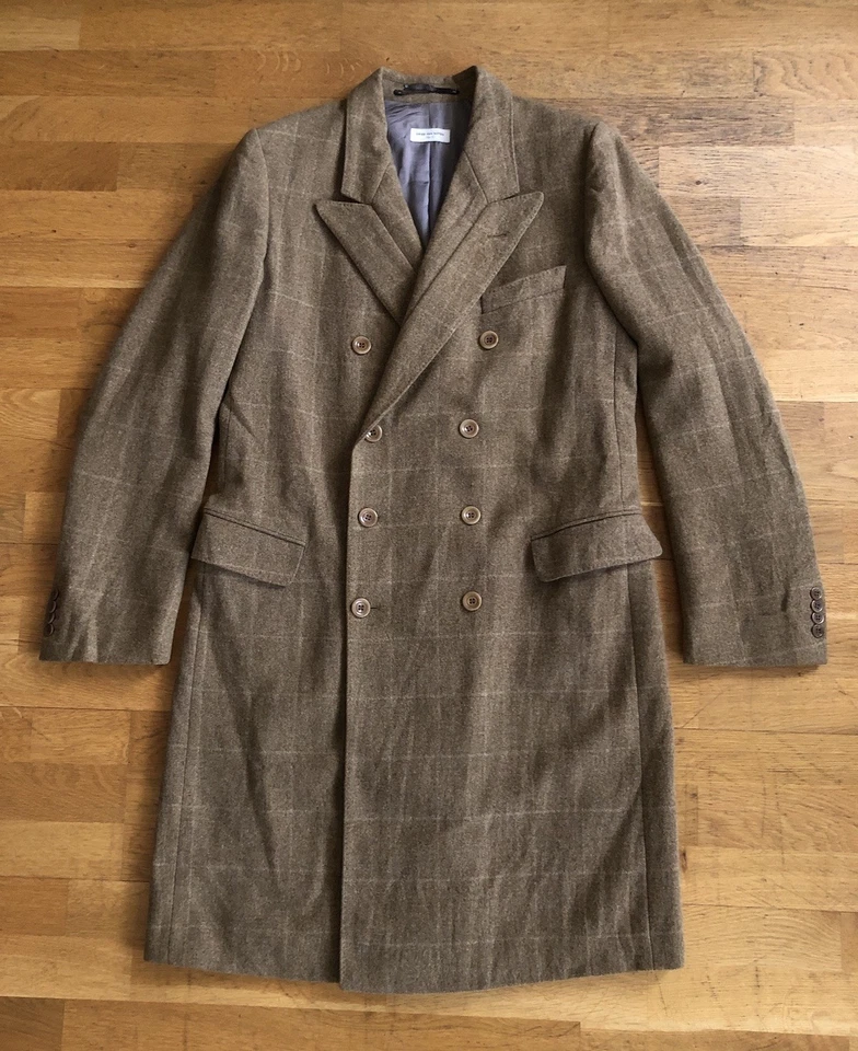 Dries Van Noten Over Coat 42 Double Breasted Pure Wool Windowpane Check - Image 3 of 4