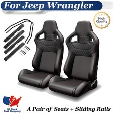 For Jeep Wrangler Racing Seat Red Stitch Reclinable Carbon W Adjustor Slider For Jeep Wrangler Racing Seat Red Stitch Reclinable Carbon W Adjustor Slider