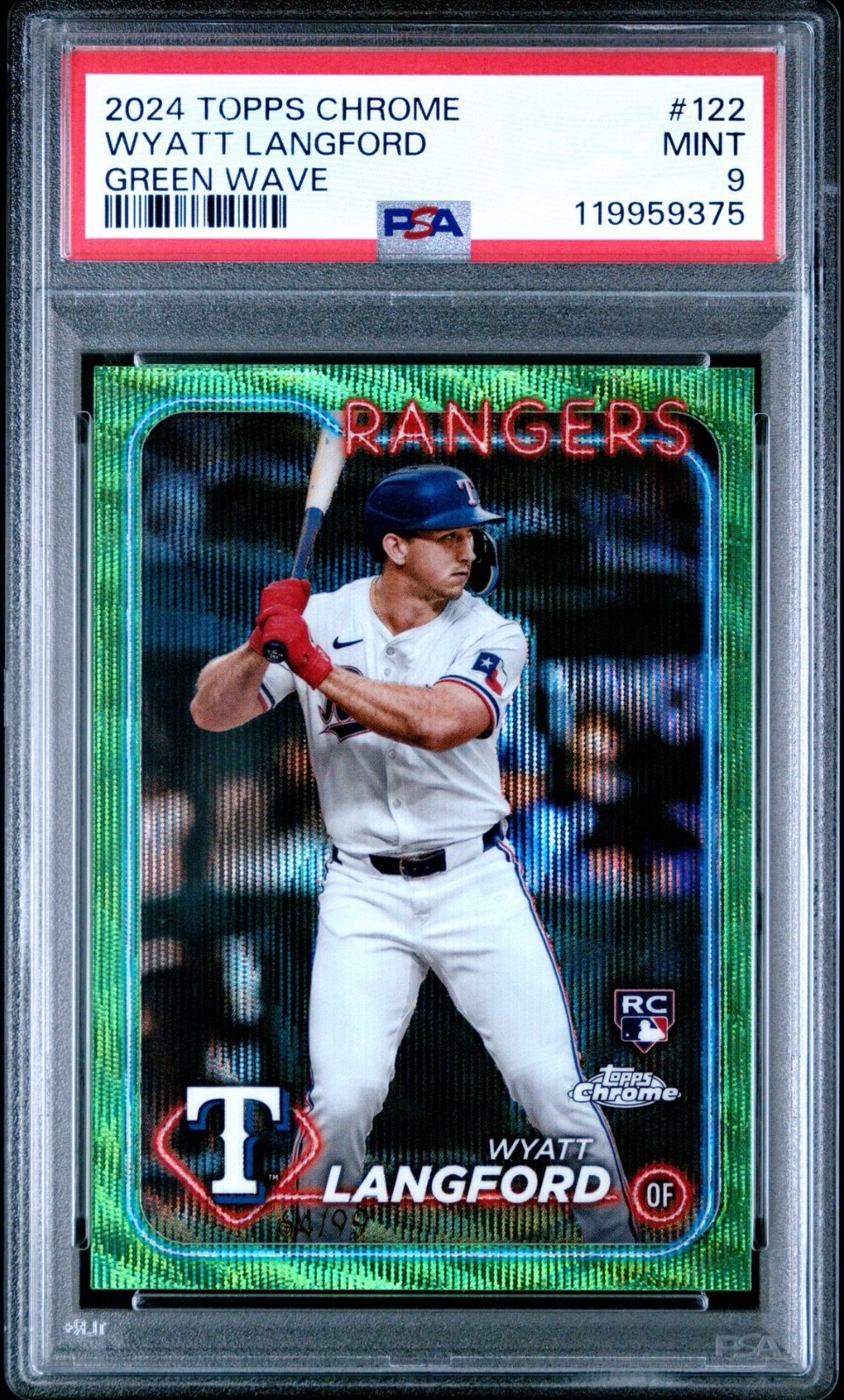 2024 Topps Chrome - Wyatt Langford #122 Green Wave Refractor /99 (RC)