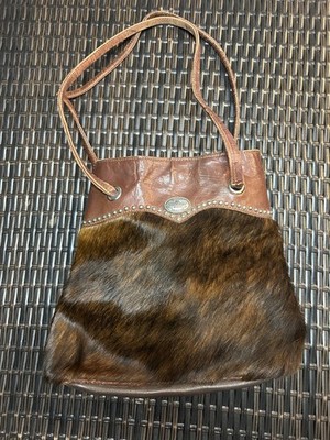 Vintage American West Genuine 100% Leather and Cow Hide Hand Bag