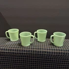 Fire King Coffee Cups (Lot of 4) Jadeite Green D Handle (Set 3)