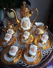 Älteres Kaffee-/Mokkaservice - 5 Pers. Goldauflage+Dekor - Seltmann Vohenstrauß 