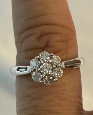 1/2 cttw echter Diamant Blumen Ring I2 H-I 14k Weißgold Größe 7 Mohn