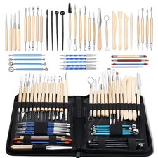 43Pcs Pottery Clay Sculpting Tools Set with Stand-Up Organizer Bag