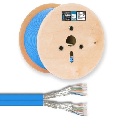 CAT 8 Netzwerkkabel Verlegekabel Duplex S/FTP 2000MHz (AWG22) 100m Meteraufdruck