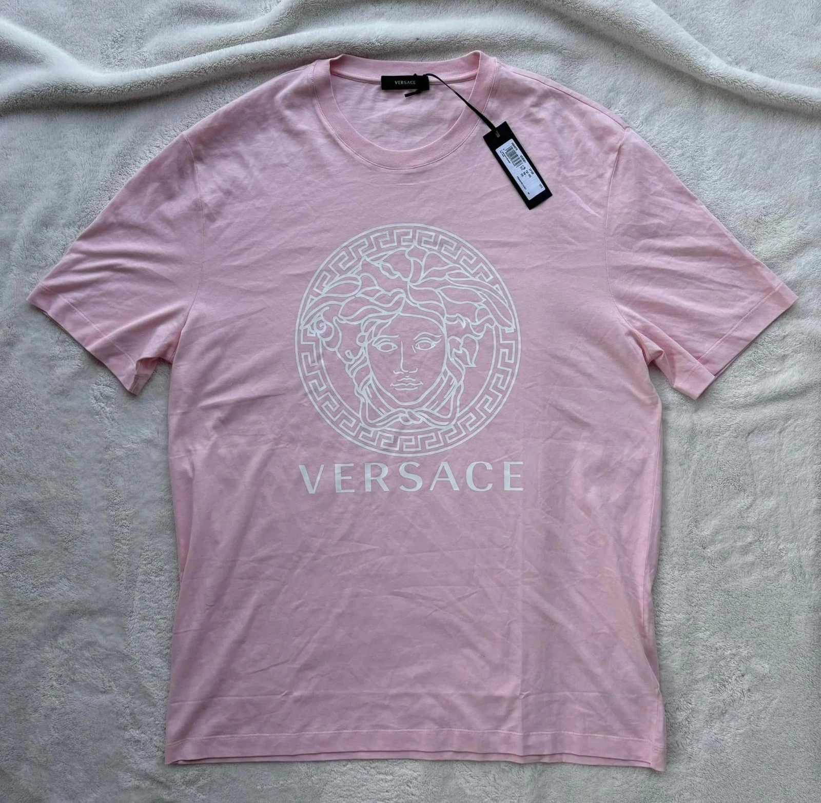 Versace — Versace Pink & White Medusa Head Tee Shirt - Fits XL - $625 - Authentic - New