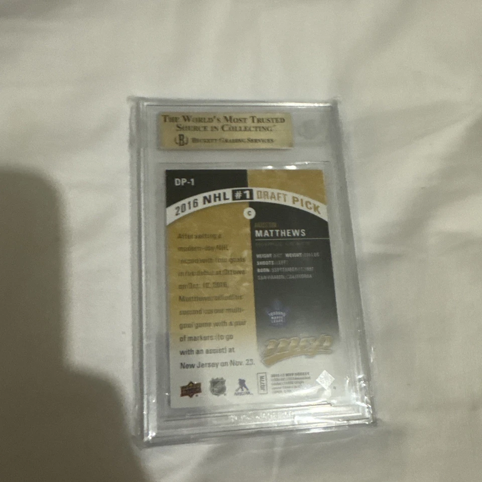Auston Matthews 2016-17 UD MVP #1 Draft Pick SP Rc #DP-1 Gem Mint BGS 9.5 - Image 2 of 2