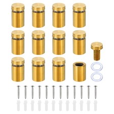 5/8 x 1 Inch Sign Standoff Screws, 12 Set Stainless Steel Wall Standoff, Gold