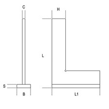 Image of Beta 1670A Flanged Precision Square, Made from Ground Steel – 300mm x 180mm