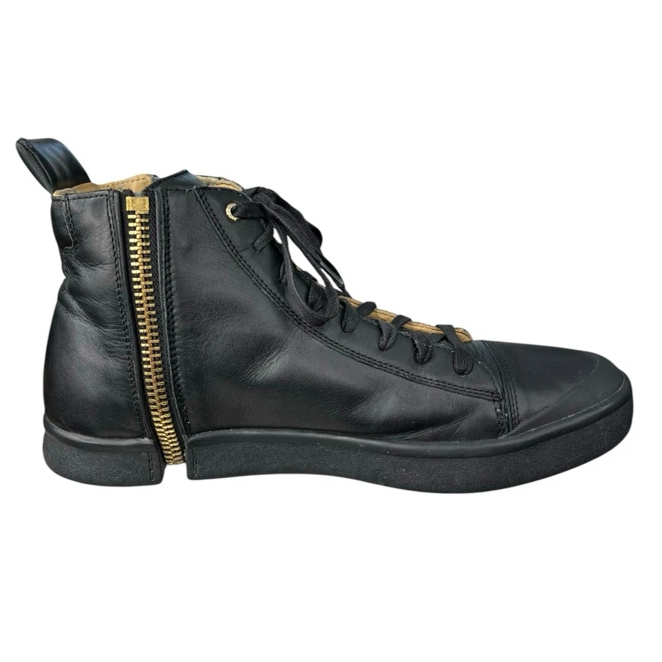 Diesel Hombre Cremallera Redonda S Nentish Cuero Negro Zapatilla Alta Talla US 13 Foto 4 de 4