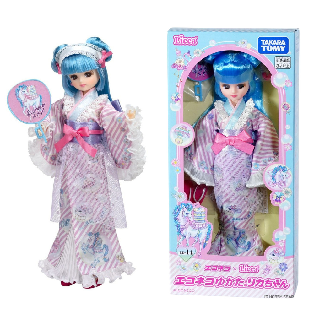 Licca-chan Doll LD-14 ECONECO Yukata Edition Summer Kimono Takara Tomy Japan F/S
