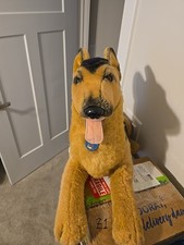 Dakin Soft Classics German Shepherd Plush 15  Laying Dog 1986 Vintage Black Tan