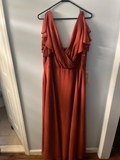 David’s Bridal Flutter Dress for women party wedding size 14-Cinnamon Color