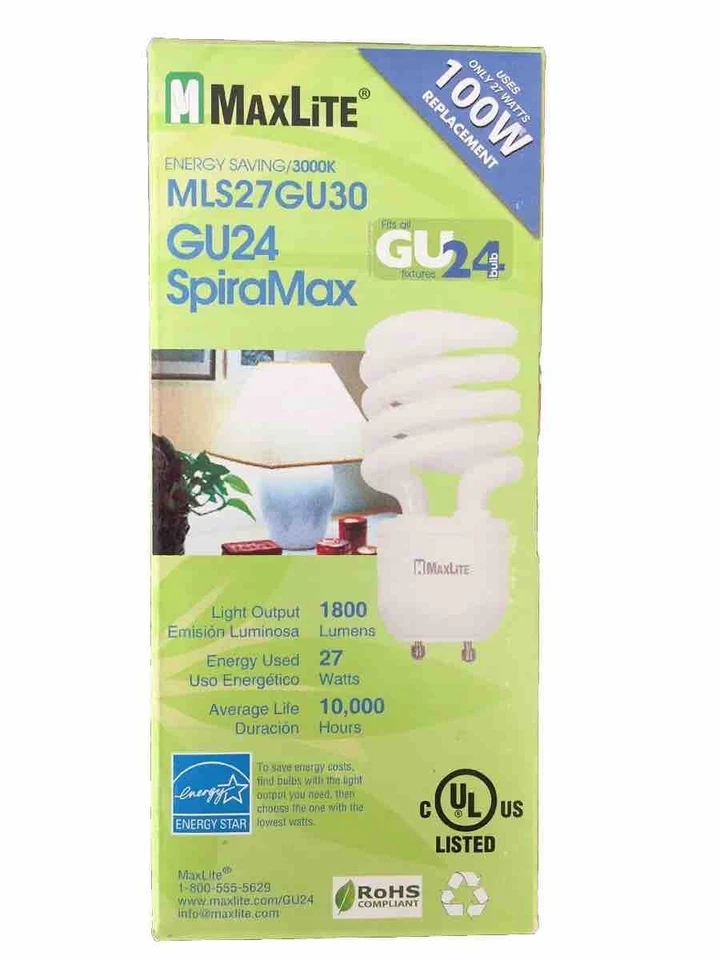 LCD 48 Light Bulbs/1 Case - MaxLite MLS27GU30 SpiralMax - Image 2 of 4