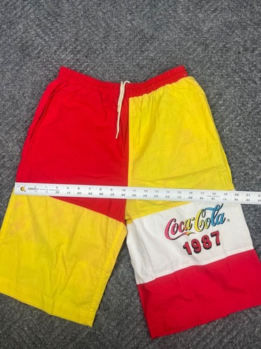 Vintage 80s Coca Cola Shorts Boys Large Multicolored Drawstring NOS - Picture 7 of 13