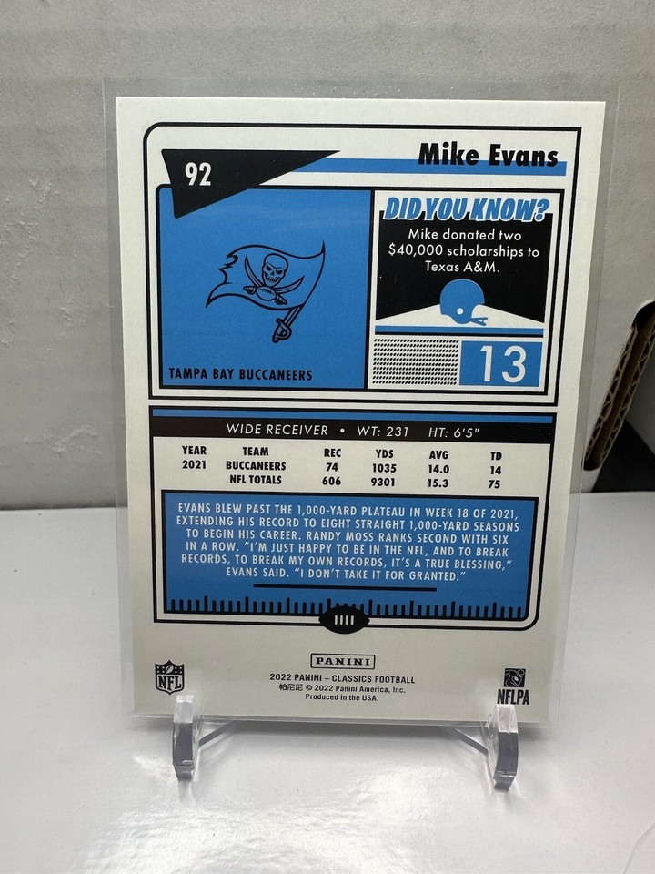 2022 Classics H2 #92 Mike Evans #d 25/75 