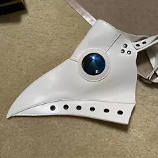 Plague Doctor Bird Mask Long Nose Beak Cosplay Steampunk Halloween White Leather