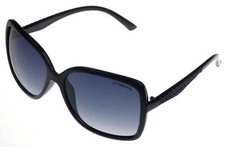 Liz Claiborne Square Wrap Eye Sunglasses Black UV Protection 58-16-126 Xmas Gift