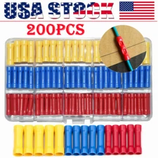 200PCS Insulated Straight Crimp Terminal Kit Butt Electrical Wire Connectors Set