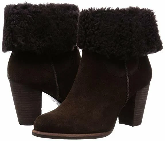 UGG AUSTRALIA CHARLEE BROWN SUEDE ANKLE BOOTS HEELS UK 5.5 EU 38