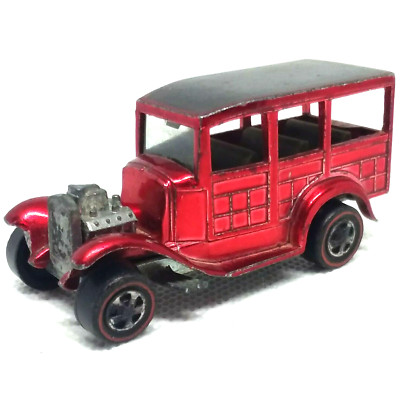 Hot Wheels Redline Classic 31 Ford Woody Car 1968 Red Gray Int. USA W/Flat Top