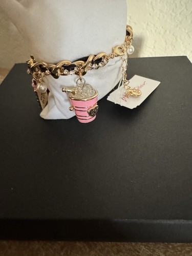 Betsey Johnson Gold-tone Going Out Charm Bracelet Woven Chain Accent - Picture 11 of 14