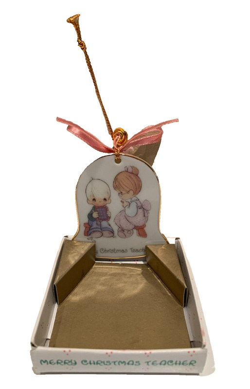 1987 Precious Moments Merry Christmas Teacher Ornament NIB