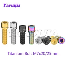 Titanium Bolt M7x20 25mm Cap Socket Hex Head Ti Screws with Washers for Bicycle