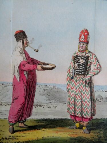 Kundure Tatars Russian Empire Women's Fashion Pipe Smoke 1801 ethnic view - 第 1/2 張圖片