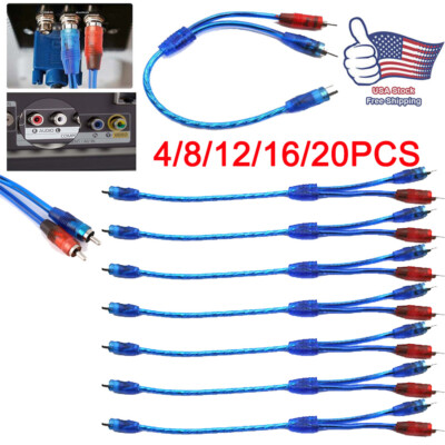 4-20Pcs RCA Y Splitter Audio Jack Cable Adapter 1 Female to 2 Male Connector USA