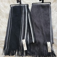 Set of 2 J.Ferrar Men Reversible Scarf Grey Black One Size NEW