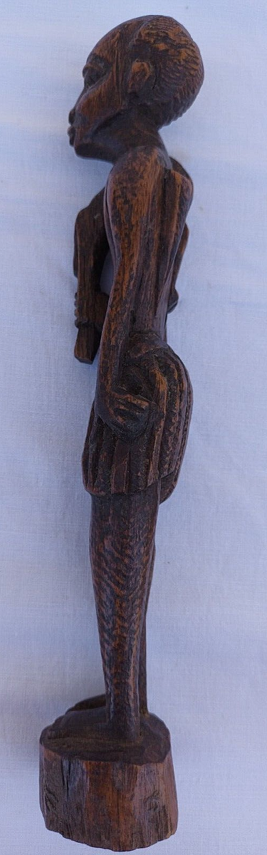 Statuette Africaine Baoulé - Chasseur Et Sa Gazelle (bois, Années 50/60)
