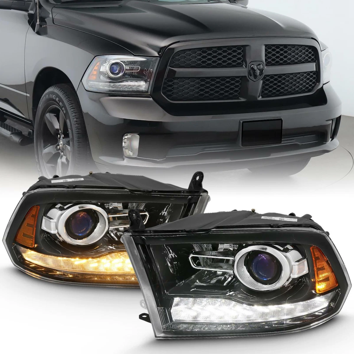 Anzo USA Projector Headlight Set w Halo For 2010 Dodge Ram 2500