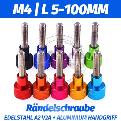 M4 Rändelschrauben Aluminium + Edelstahl, Hohe Form Rändelschraube 5mm bis 100mm - Bild 1 von 4