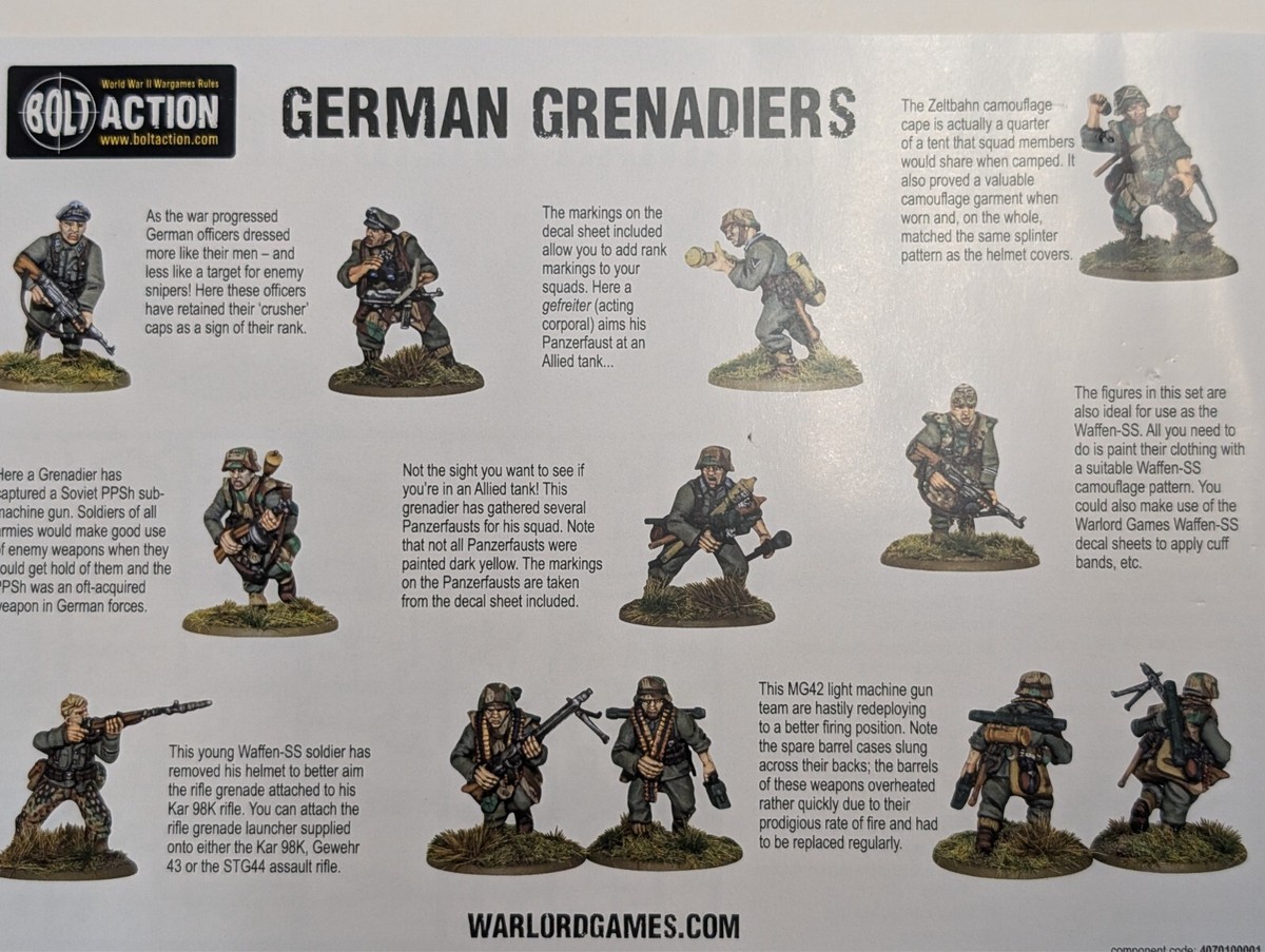 German Grenadiers Sprue Bolt Action 28mm Multipose WWII Germany