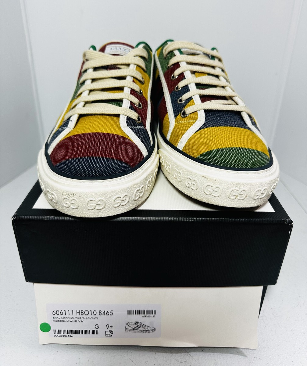 Gucci Men's Low Cut Sneakers Tennis 1977 Canvas Multicolor