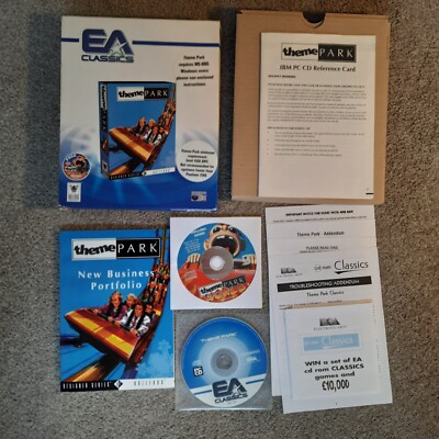 Theme Park BIG BOX PC SPIEL THEMENPARK WELT DEMO DISC SELTEN CD ROM EA KLASSIKER SEHR GUT