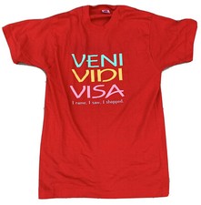 Vintage Veni Vidi Visa I came I saw I ahoppes T-Shirt size L single stitch red