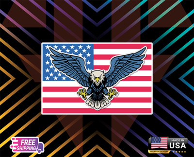 Colorful Eagle Usa Flag+Window,Glass,Etc Decal 6 Years+LAMINATED ++Free Sticker