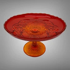 Mid Century Modern MCM Large Viking Yesteryear Amberina Glass Compote 