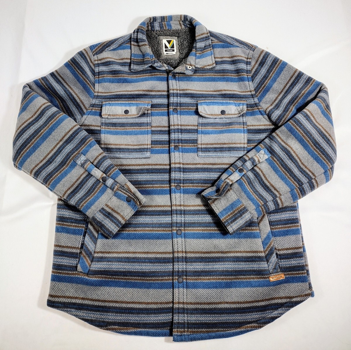 Voyager Sherpa Lined Fleece Shirt Shacket Jacket Men's Sz M Gray